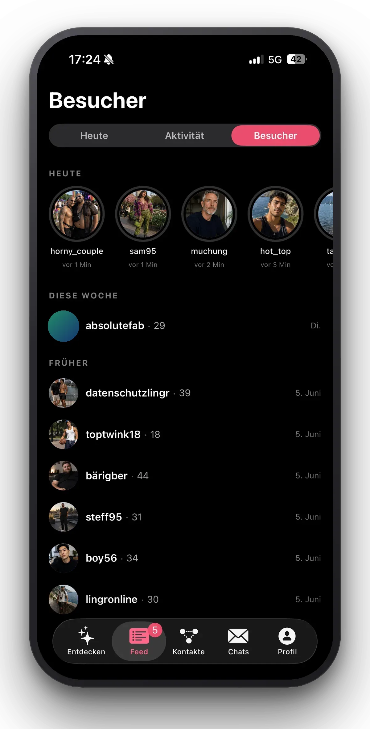 lingr Feed – Besucher – wer auf deinem Profil war.