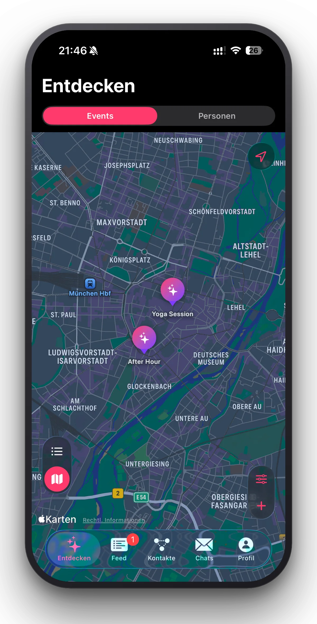 lingr Events – Karte – Events in deiner Nähe auf einen Blick.